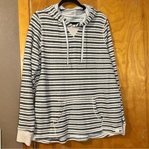 Blue 84 Cream and Blue Relaxed Hooded Sweatshirt